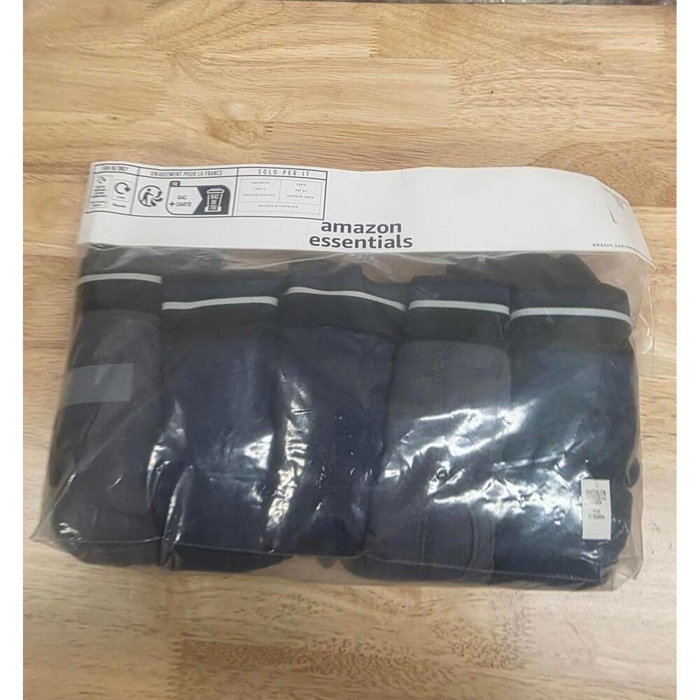Amazon Essentials Men's Comfortable Cotton Tag-Free Boxer Brief, Pack of 5, XL